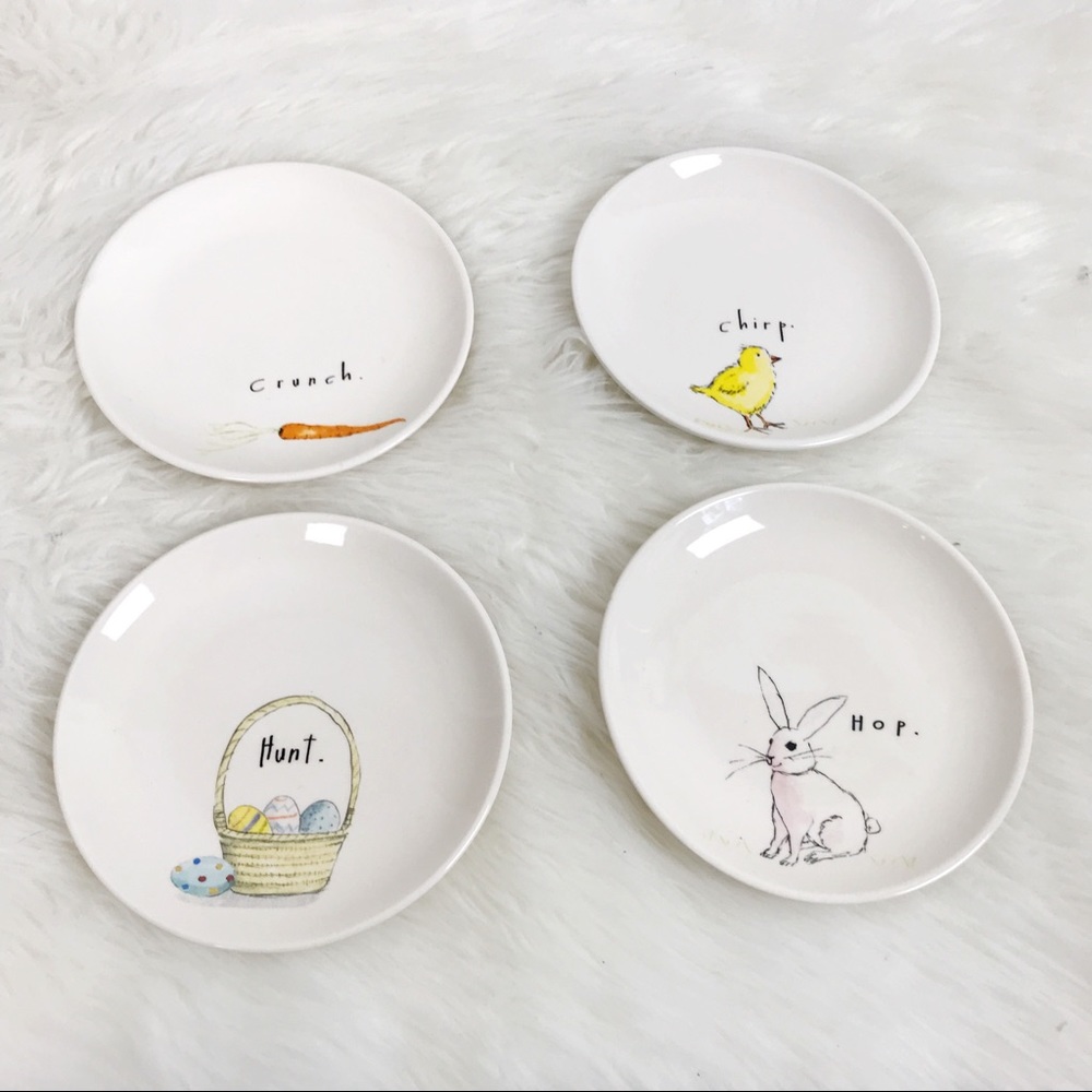 Rae Dunn 4 pc Easter Ceramic Dessert Plates